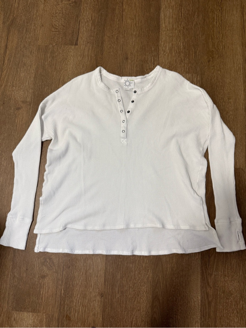 OFFLINE by AERIE Waffle Henley T-Shirt Thermal LS Top Womens White S